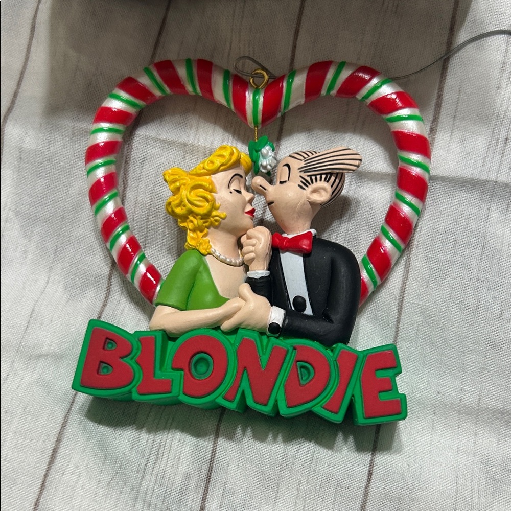 Holiday Ornament Blondie  with Red and Green Accents